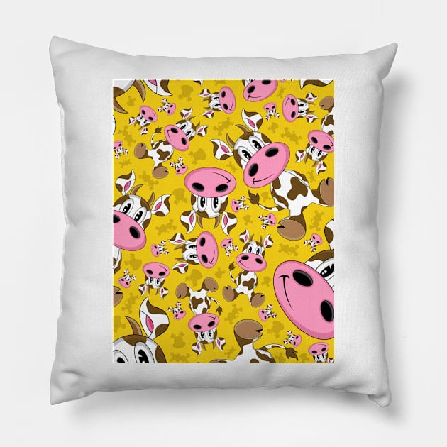 Cartoon Cow Pillow by markmurphycreative