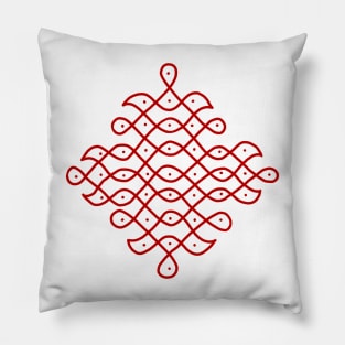 Dot Kolam, Red transparent Kolam, Muggu, rangoli Pillow