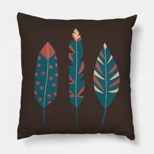 teal feathers Pillow