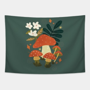 Retro Mushrooms Tapestry