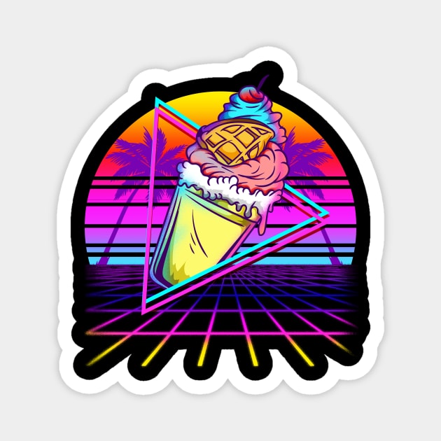 Vaporwave Ice Cream Sunset Magnet by EPDesignStudio