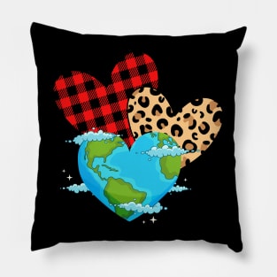 Cute Earth Day Heart Leopard Pillow