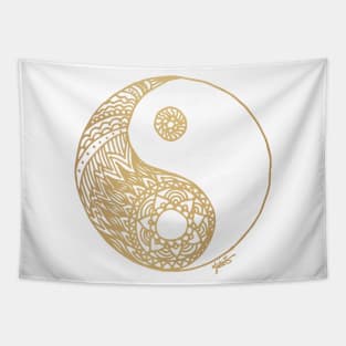 Gold Yin Yang Mandala Tapestry