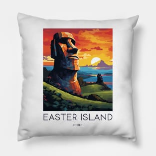 A Pop Art Travel Print of Easter Island - Chile Pillow