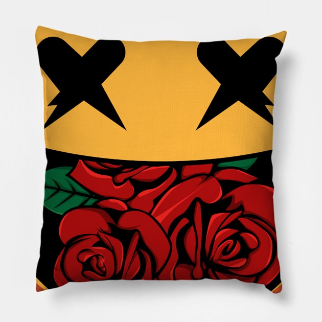 Smile with a rose Pillow by White Name