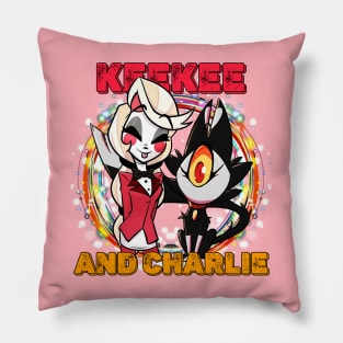 Hazbin Hotel Keekee And Charlie With Rainbow Circle Frame Pillow