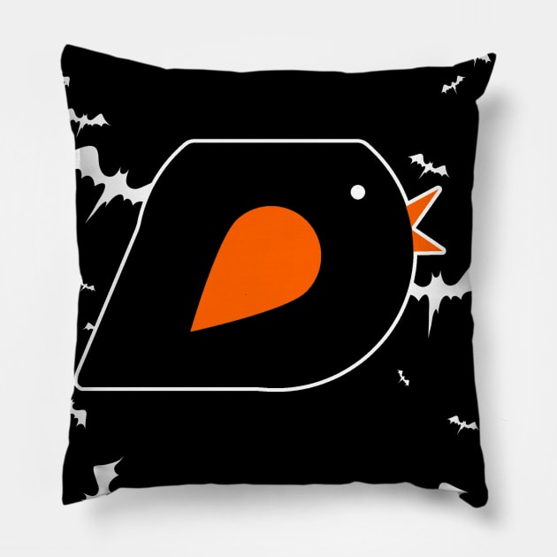 Happy Halloween - Black and Orange Bird Pillow by saradaboru