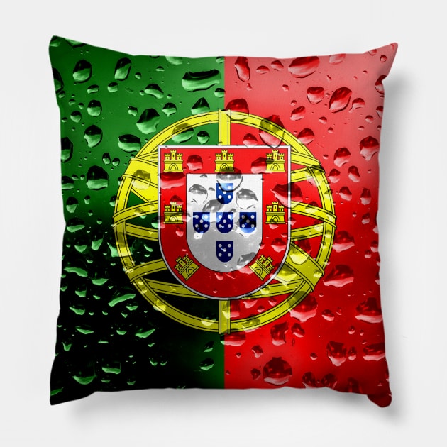 Flag of Portugual - Raindrops Pillow by DrPen