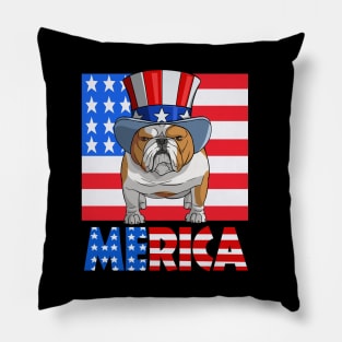 English Bulldog Merica American Flag Pillow