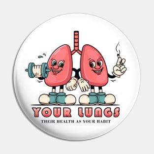 Your lungs, lung cartoon characters smoking and exercise Pin