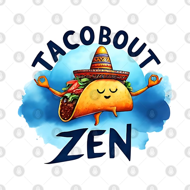 Tacobout Zen, Taco zen yoga, cute funny taco quote by O.M.Art&Yoga