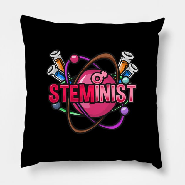 Steminist Geeks design for feminist scientists Pillow by biNutz