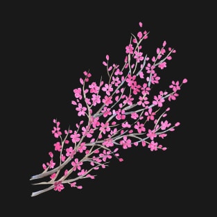 Sakura watercolor on black background T-Shirt