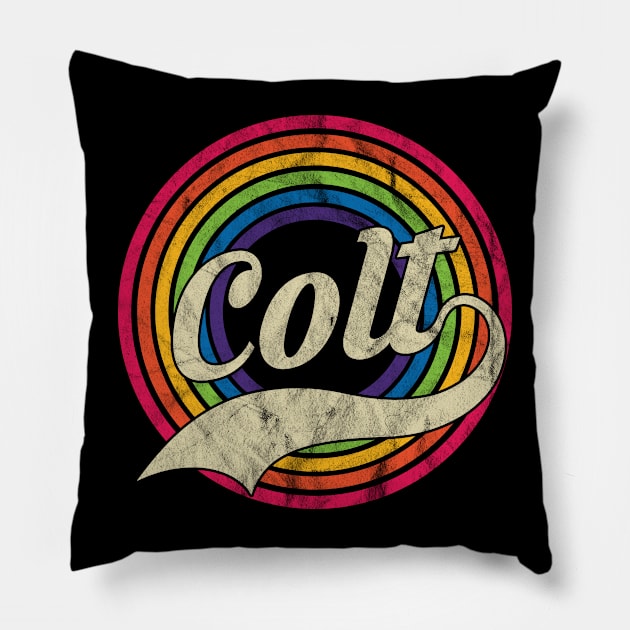 Colt - Retro Rainbow Faded-Style Pillow by MaydenArt