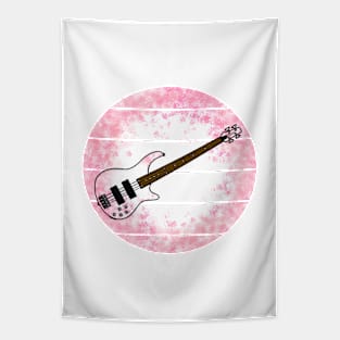 Floral Bass Guitar Japanese Cherry Blossom Bassist Musician Tapestry