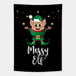 Messy Elf Christmas Elves Xmas Matching Family Group Tapestry