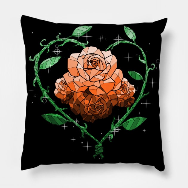 Orange Crystal Flower Pillow by Saira Crystaline