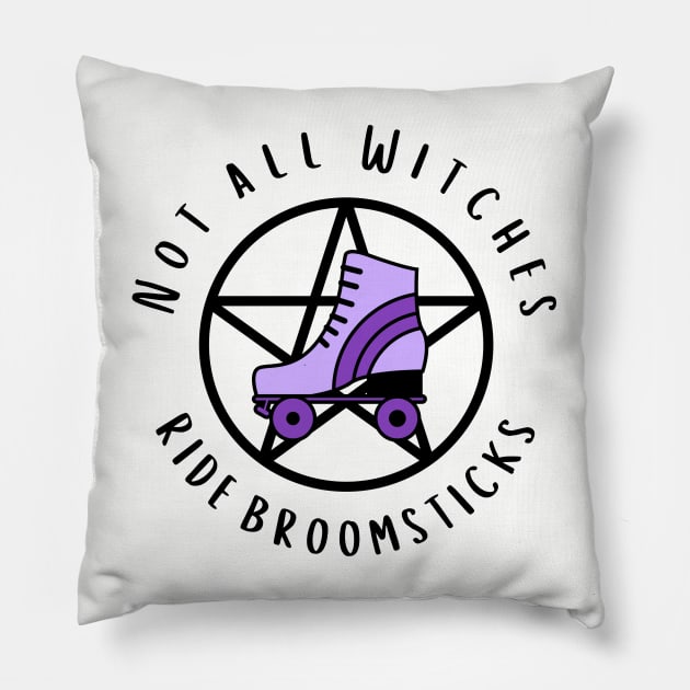 Not all Witches Ride Broomsticks Purple Roller Skate Cheeky Witch® Pillow by Cheeky Witch