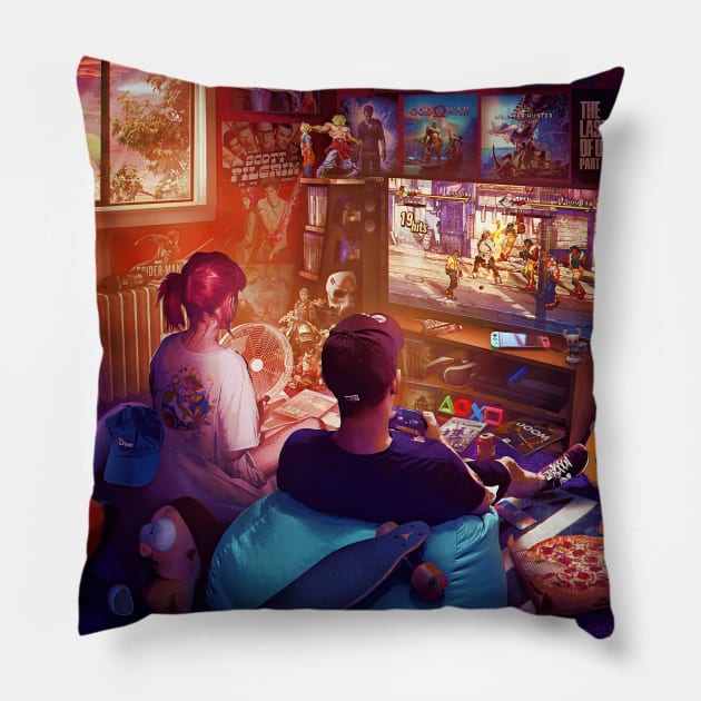 Playstation 4 Era Pillow by Rachid Lotf