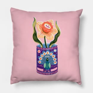 Self Care Spring Gratitude Tin Can Peacock Pillow