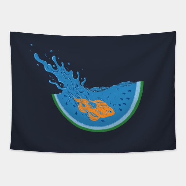 Watermelon Dive Tapestry by enkeldika2