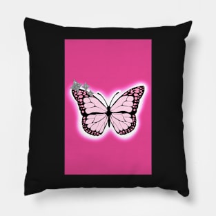 Neon butterfly aesthetic Pillow