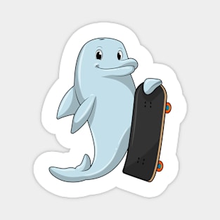 Dolphin as Skater with Skateboard Magnet