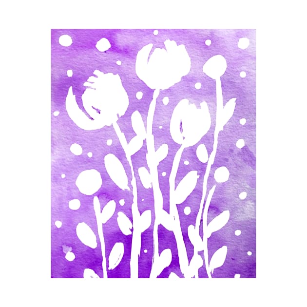 Whimsical watercolor flowers – purple by wackapacka