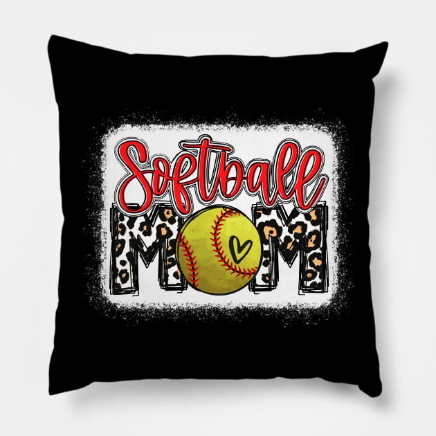 Softball Mom Leopard Shirt Softball Mom Pillow by Wonder man 