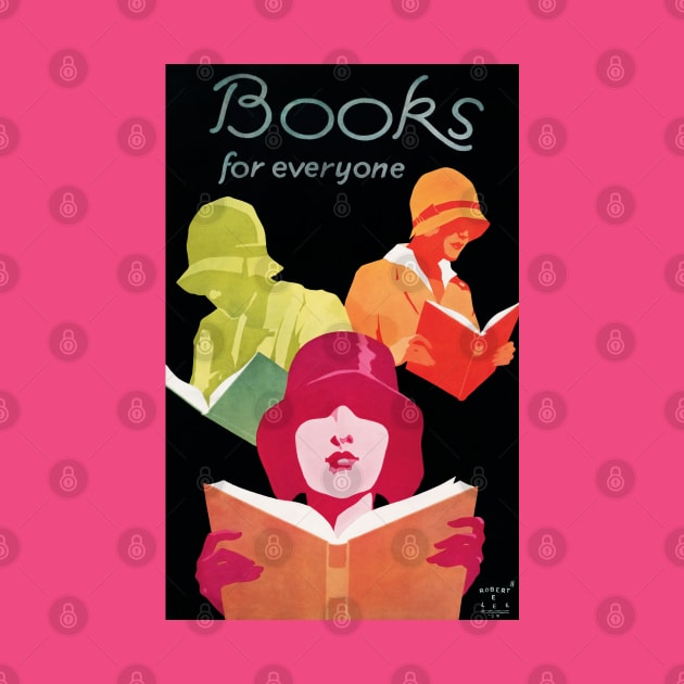 Restored 1920's Books Are For Everyone Library Poster in Neon by vintageposterco