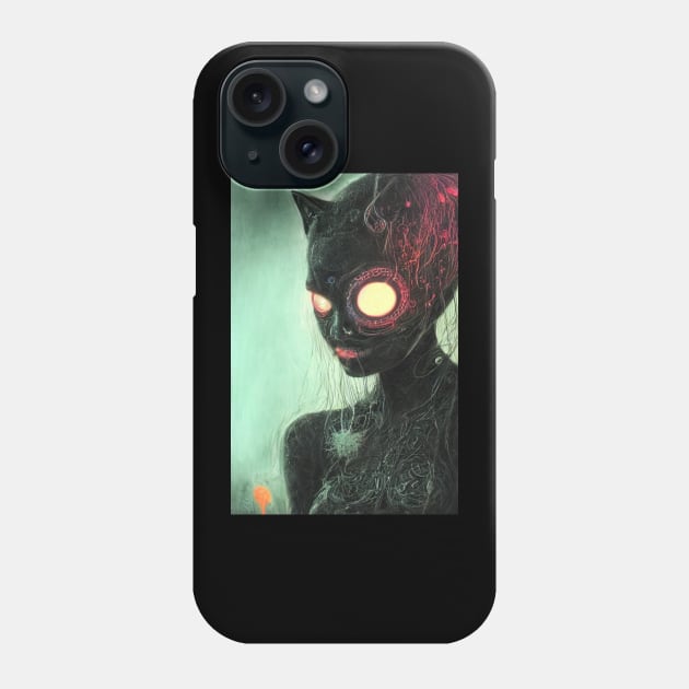 cat woman cyberpunk Phone Case by LadiesGoldenSpiral