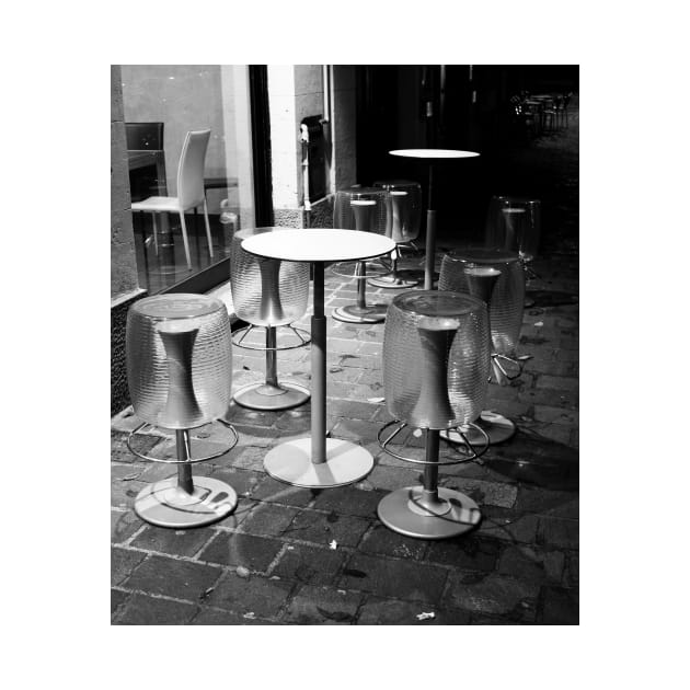 Pavia. Cafe at Night II. Black and White. 2010 by IgorPozdnyakov