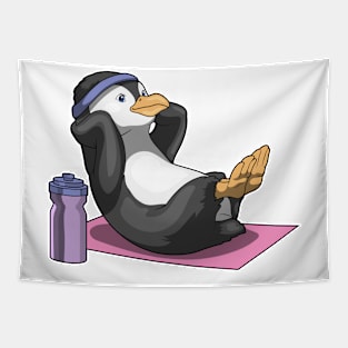 Penguin Fitness Sit ups Sports Tapestry