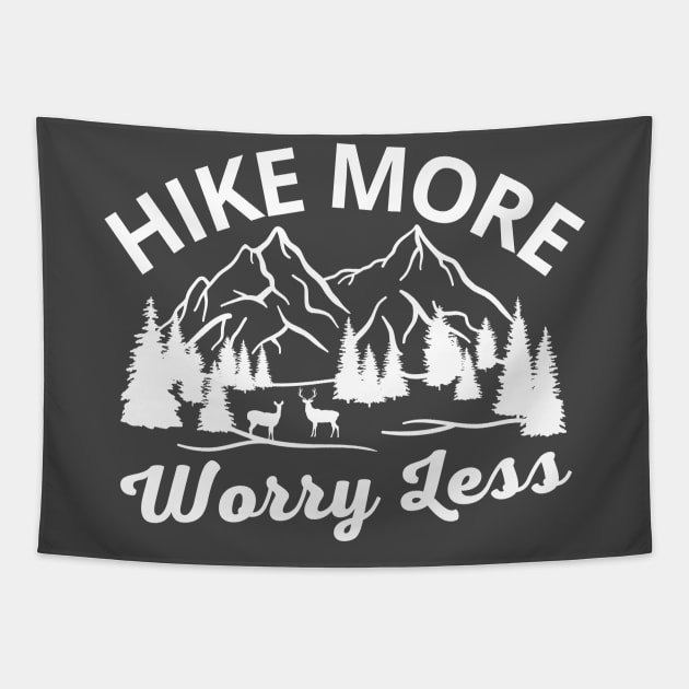 Hike More Worry Less Hiking Dad Tapestry by Illustradise