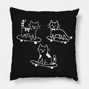 Cats on Skateboards Funny Cute Skateboarding Gift Pillow