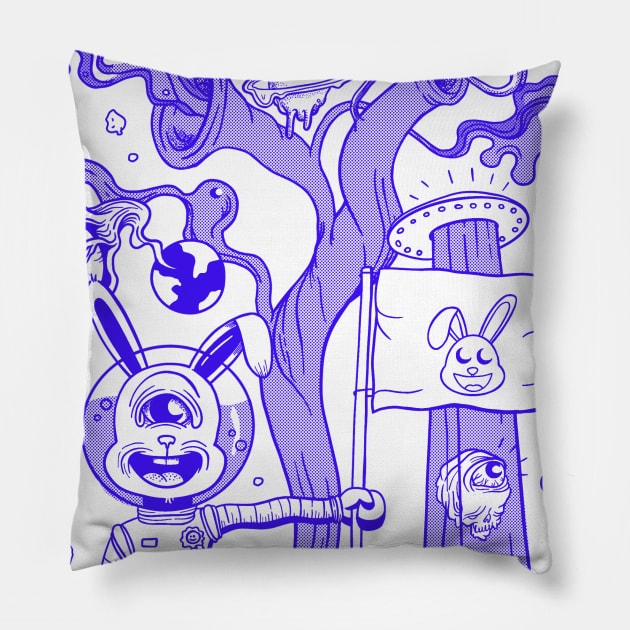 Moon Rabbit Jersey Pillow by lbergerdesign