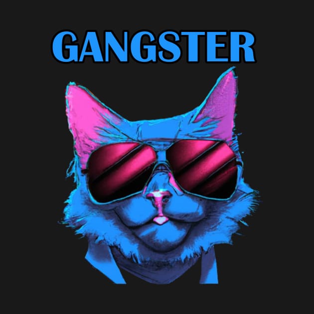 Gangster Cat Synthwave Retro by Artsimple247