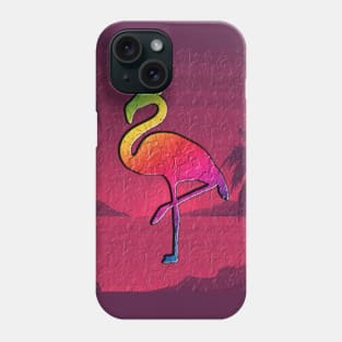 funny flamingo on the beach in pink Phone Case