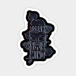 Speak Your Mind Glitch Skull Magnet