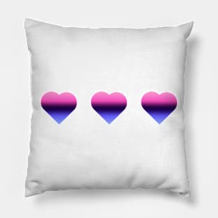 Bi+ Hearts Omnisexual Flag (Vertical Gradient Trio) Pillow