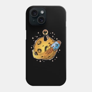 Cat in Space - Funny Space Cat with Rocket and Moon Graphic Phone Case