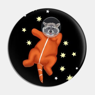 Space Raccoon. Raccoon astronaut in an orange space suit Pin