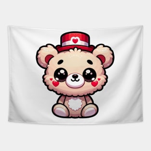 Cute Valentine's teddy Bear with a Heart Hat Tapestry