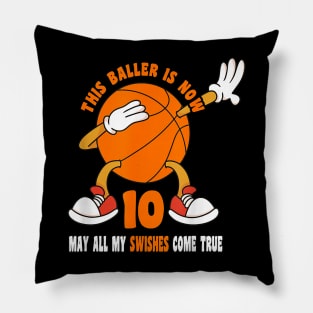 10 Year Old Happy 10th Birthday Basketball 10th Birthday Pillow