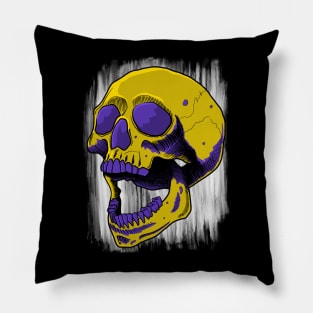 Screaming Skull with White Paint Smear Pillow