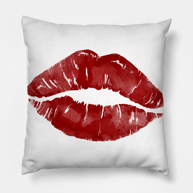 Lipstick Lip Print Pillow by LittleMissy