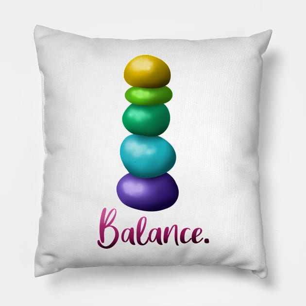 Balance. (Shiny Rainbow Stacked Rocks) Pillow by KelseyLovelle