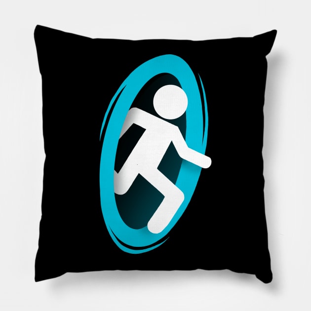 Blue Portal front and back - Video Game Pillow by BlancaVidal