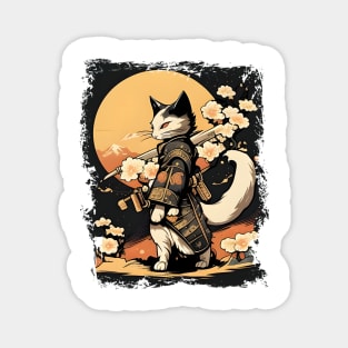 Japanese Cat Samurai Katana Sameowrai Anime Funny Magnet