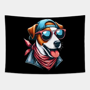 Funny Jack Russell Terrier with Sunglasses Tapestry